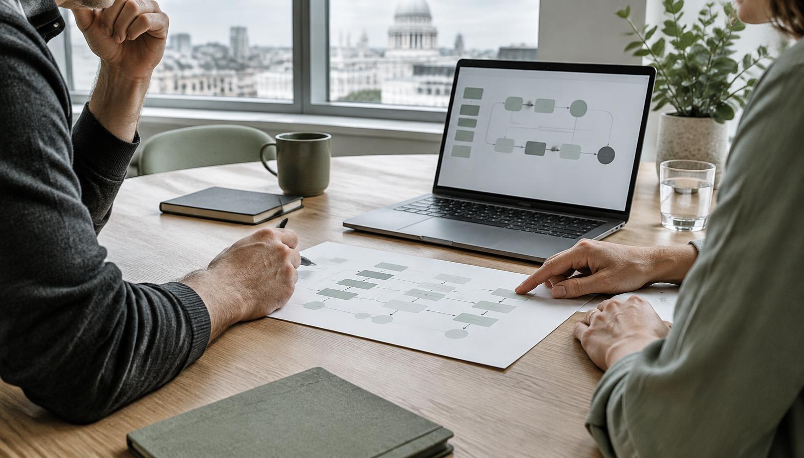 Working session reviewing an AI workflow